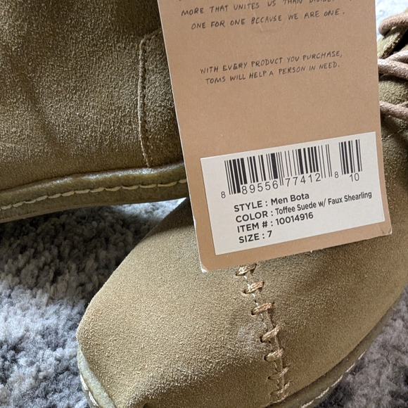 New wt tags Toms men's leather boots size 7 - Picture 5 of 5